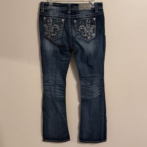 Miss Me Mid-Rise Easy Boot Bedazzled Pockets Size 27